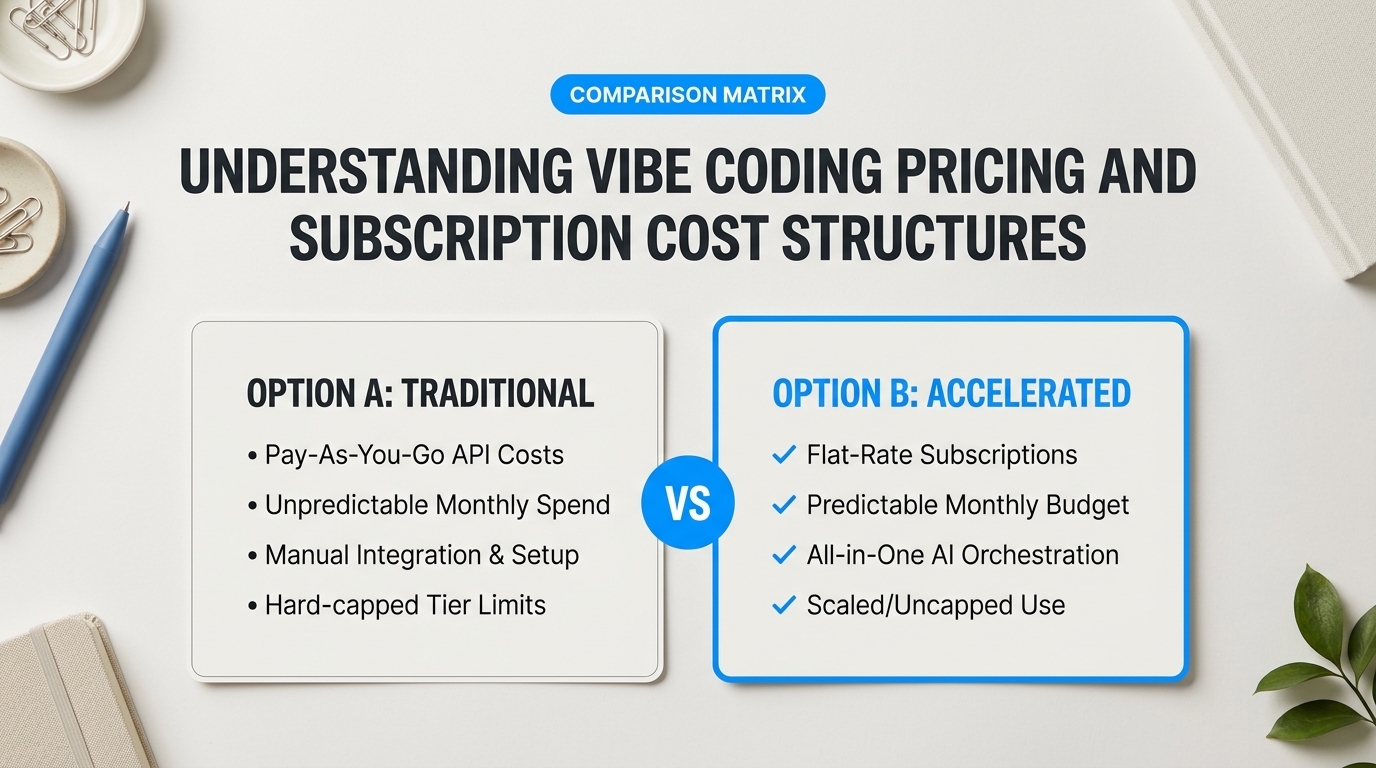 Comparison chart illustration explaining Understanding Vibe Coding Pricing and Subscription Cost Structures in relation to best vibe coding alternatives
