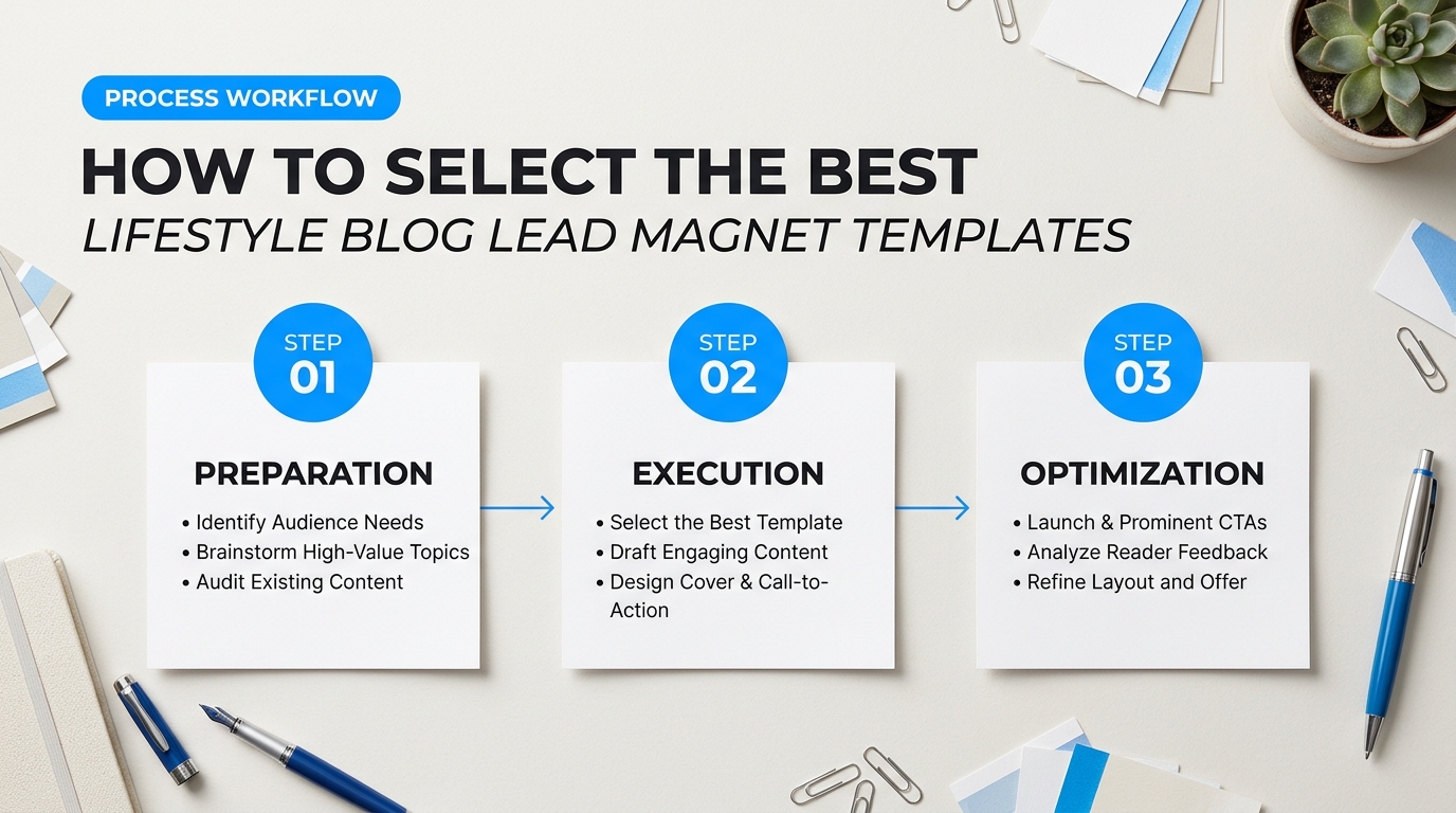Process breakdown diagram explaining How to Select the Best Lifestyle Blog Lead Magnet Templates for Your Audience